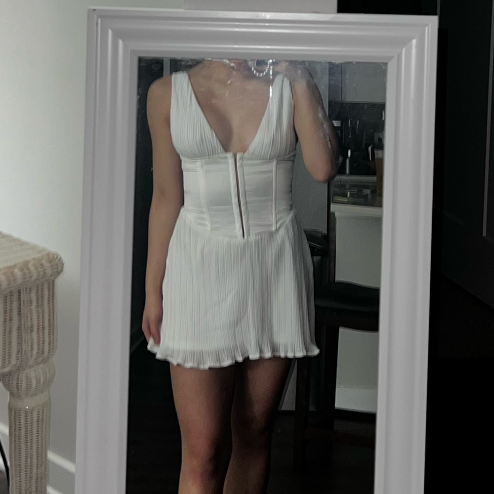 outcast white mini dress